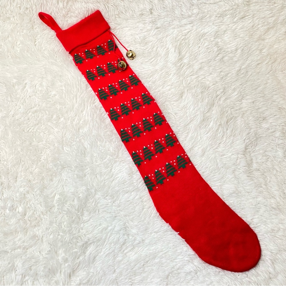 Vintage Christmas Tree Pattern Knit Holiday Christmas Stocking